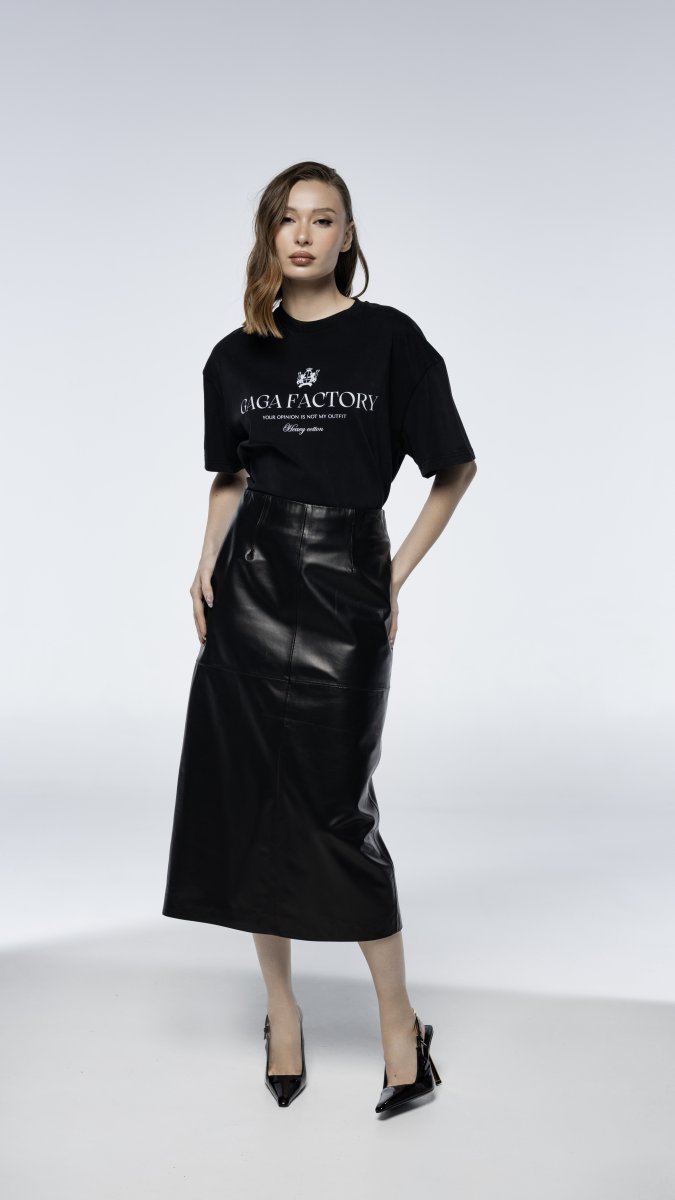 Shadow frame leather skirt